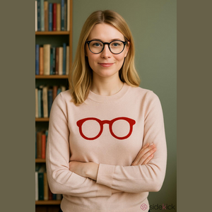 Boden Pink Eyeglasses Print Sweater Small